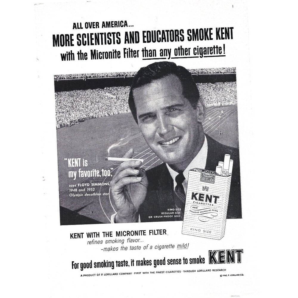 Vintage 1960s Kent Cigarettes Ad Featuring Floyd Simmons Football Print Ad 9 in